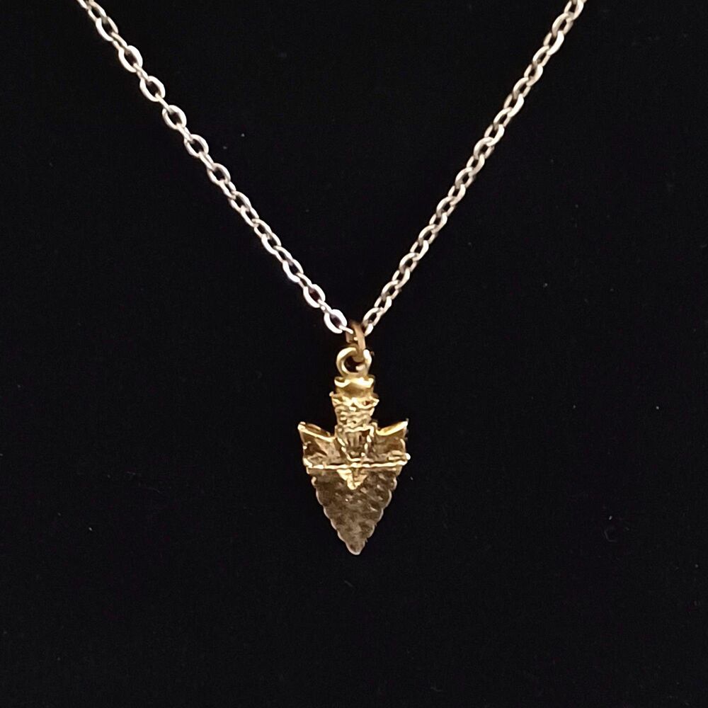 Gold-Toned Arrowhead Pendant on Silver-Toned Chain, 18" - Picture 2 of 3